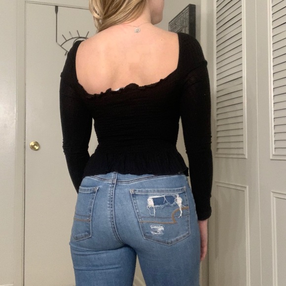 Black Square Neck Top - Picture 4 of 9